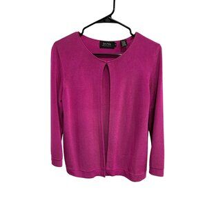 Dana Buchman Fuchsia Open-Front Lightweight Cardigan Sweater Size Small Chic